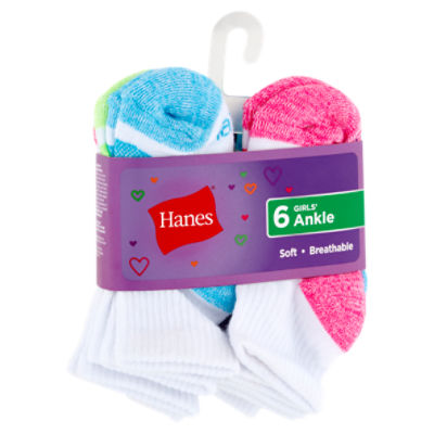 Hanes Comfort Soft Girls' Ankle Socks, 10-Pairs