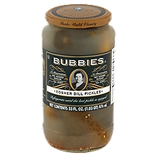 Bubbies Kosher Dill, Pickles, 33 Fluid ounce