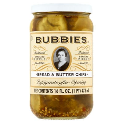 Bubbies Bread & Butter Chips Snacking Pickle, 16 ounce.