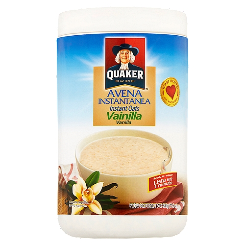 Quaker Vanilla Instant Oats, 11.6 oz
Three grams of soluble fiber daily from oatmeal, in a diet low in saturated fat and cholesterol, may reduce heart disease risk. This cereal has 2 grams per serving.