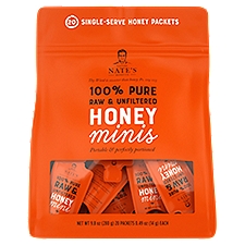 Nature Nate's 100% Pure Raw & Unfiltered Honey Minis Packets, 0.49 oz, 20 count
