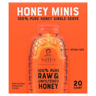 Nature Nate's 100% Pure Raw & Unfiltered Honey, 0.49 oz, 20 count