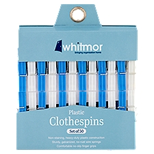 Whitmor Plastic Clothespins, 50 count