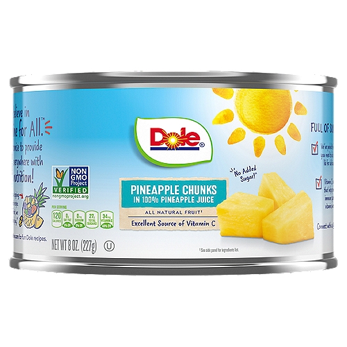 Dole Pineapple Chunks in 100% Pineapple Juice, 8 oz