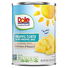 Dole Pineapple Tidbits in 100% Pineapple Juice, 20 oz, 20 Ounce