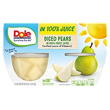 Dole Diced Pears in 100% Fruit Juice, 4 oz, 4 count