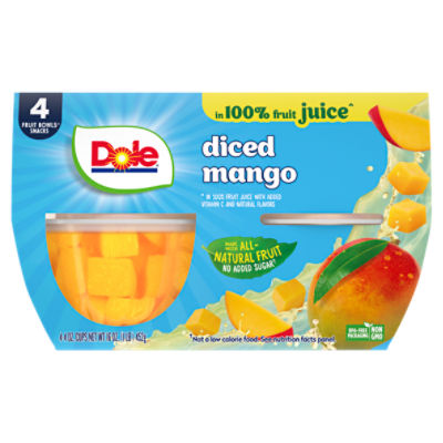 Dole Diced Mango in 100% Fruit Juice, 4 oz, 4 count
