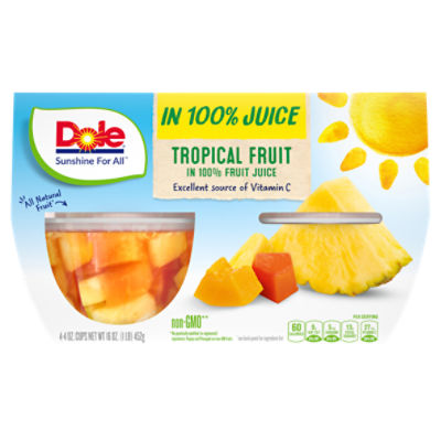 Dole Tropical Fruit in 100% Fruit Juice, 4 oz, 4 count