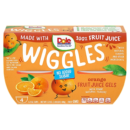 Dole Wiggles Orange Fruit Juice Gels, 4.3 oz, 4 count, 17.2 oz
