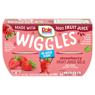Dole Wiggles Strawberry Fruit Juice Gels, 4.3 oz, 4 count, 17.2 oz, 17.2 Ounce