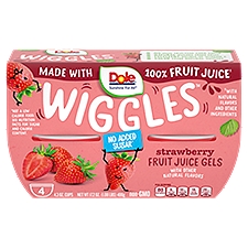 Dole Wiggles Strawberry Fruit Juice Gels, 4.3 oz, 4 count, 17.2 oz