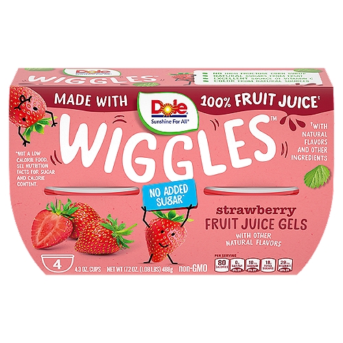 Dole Wiggles Strawberry Fruit Juice Gels, 4.3 oz, 4 count, 17.2 oz