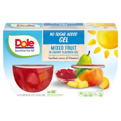 Dole No Sugar Added Mixed Fruit in Cherry Flavored Gel, 4.3 oz, 4 