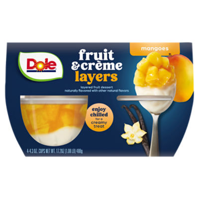 Dole Mangoes Fruit & Crème Layered Fruit Dessert, 4.3 oz, 4 count