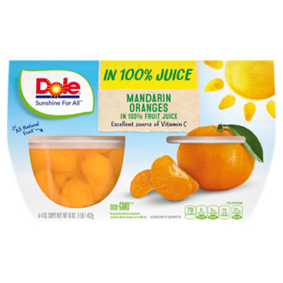 Dole® Mixed Fruit in 100% Juice Fruit Bowls®, 4 Count - Dole® Sunshine