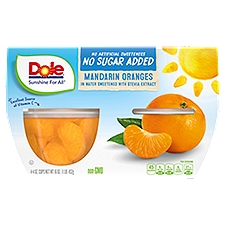 Dole No Sugar Added Mandarin Oranges in Water Sweetened with Stevia Extract, 4 oz, 4 count, 16 Ounce