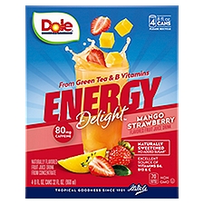 Dole Energy Delight Mango Strawberry Flavored Fruit Juice Drink, 8 fl oz, 4 count