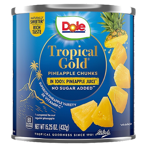 Dole Tropical Gold® Pineapple Chunks in 100% Pineapple Juice, 15.25 oz
