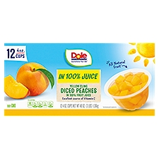 Dole Yellow Cling Diced Peaches in 100% Fruit Juice, 4 oz, 12 count