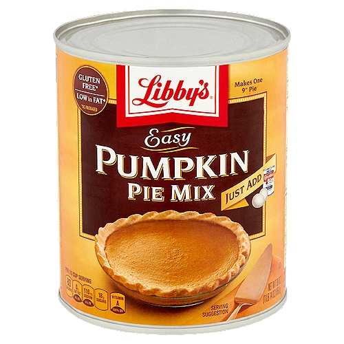Libby's Easy Pumpkin Pie Mix, 30 oz
Gluten free*
Low in fat*
*as packaged

Good to Know
Libby's® Easy Pumpkin Pie Mix is rich in vitamin A and is gluten free.