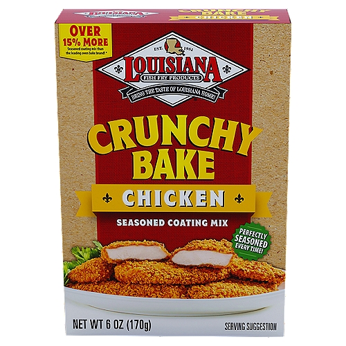 Louisiana Fish Fry Products Crunchy Bake Chicken Seasoned Coating Mix, 6 oz