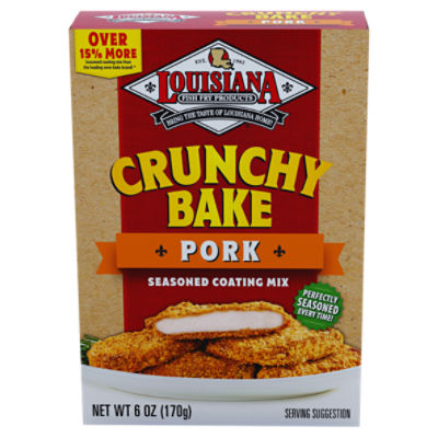 Louisiana Fish Fry Products Crunchy Bake Pork Seasoned Coating Mix, 6