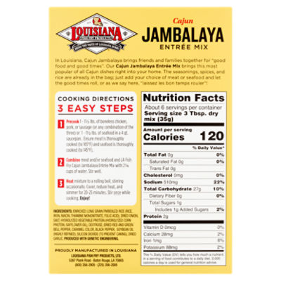 Louisiana Fish Fry Products Cajun Entree Mix, Jambalaya - 7.5 oz carton