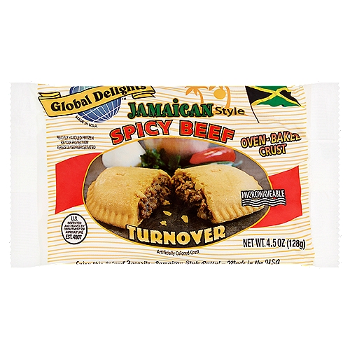 Global Delights Jamaican Style Spicy Beef Turnover, 4.5 oz
Experience the authentic, unique, delicious taste of our carefully-seasoned fillings wrapped in a light, flaky, oven-baked crust.

Enjoy this island favorite-Jamaican style patty!