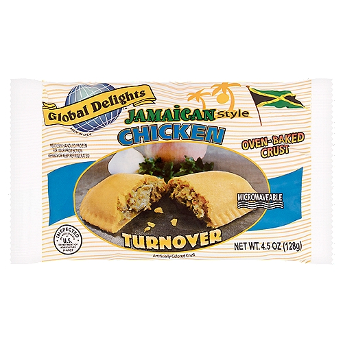 Global Delights Jamaican Style Chicken Turnover, 4.5 oz
Experience the authentic, unique, delicious taste of our carefully-seasoned fillings wrapped in a light, flaky, oven-baked crust.

Enjoy this island favorite-Jamaican style patty!