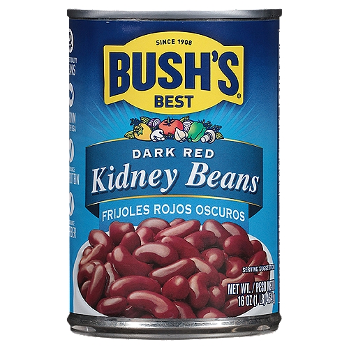 Bush's Dark Red Kidney Beans 16 oz
Cooking and creativity go hand in hand. That's why Bush's Dark Red Kidney Beans don't stop at offering plant-based protein and fiber - they open up a whole world of versatility and inspiration. Their dark, full-bodied flavor and slight sweetness goes perfectly with chili, rice, salads and more. So while you may not know exactly what your next creation is going to be, you can rest assured it's going to be great.