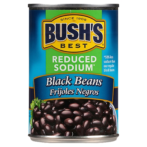 Bush's Reduced Sodium Black Beans 15 oz
Cooking and creativity go hand in hand. That's why Bush's Reduced Sodium Black Beans don't stop at offering plant-based protein and fiber - they open up a whole world of versatility and inspiration. Featuring a delicious, creamy taste and texture and not a whole lot of sodium, they're perfect in soups, with rice, in tacos, puréed in dips and more. So while you may not know exactly what your next creation is going to be, you can rest assured it's going to be great.