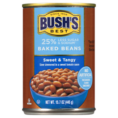 Bush's Sweet and Tangy Reduced Sodium & Sugar Baked Beans 15.7 oz, 15.7 Ounce