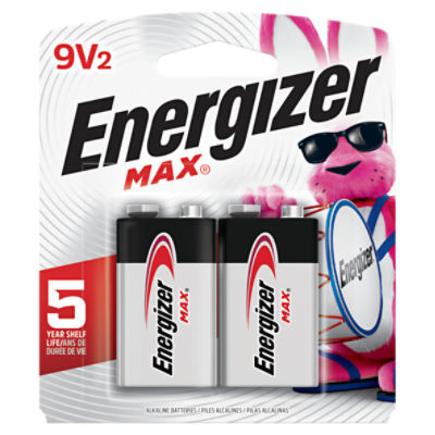 Energizer MAX 9V Batteries (2 Pack), 9 Volt Alkaline Batteries, 2 Each
