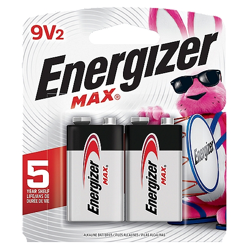 2 pack of Energizer MAX 9V Alkaline Batteries, 9 Volt Alkaline Batteries