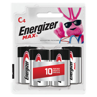 Energizer MAX C Batteries (4 Pack), C Cell Alkaline Batteries