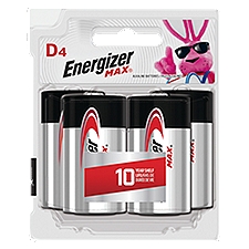 Energizer MAX D Batteries (4 Pack), D Cell Alkaline Batteries, 4 Each