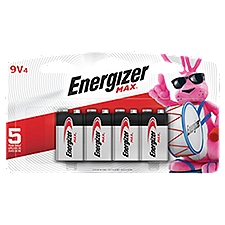 Energizer MAX 9V, Alkaline Batteries, 4 Each