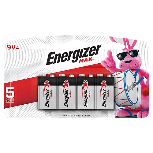 4 pack of Energizer MAX 9V Alkaline Batteries, 9 Volt Alkaline Batteries