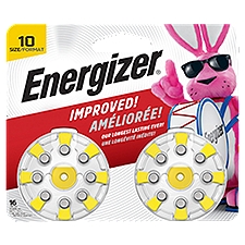 Energizer Size 10 Yellow Tab, Hearing Aid Batteries, 16 Each