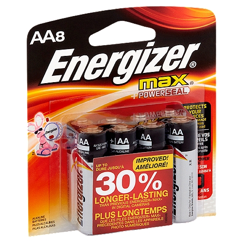Energizer Max + Power Seal 1,5V AA Alkaline Batteries, 8 count