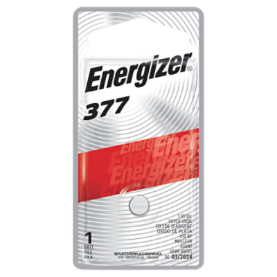 Energizer 377 Batteries (1 Pack), Silver Oxide Button Cell Batteries, 1 Each