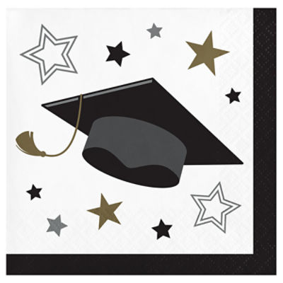 Party Creations Grad Glamor Beverage Napkins, 16 Count