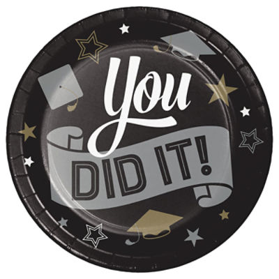 Party Creations Grad Glamor 7 Inch Party Plates, 8 Count