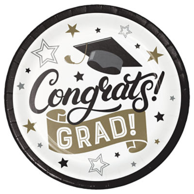 Party Creations Grad Glamor 9 Inch Party Plates, 8 Count
