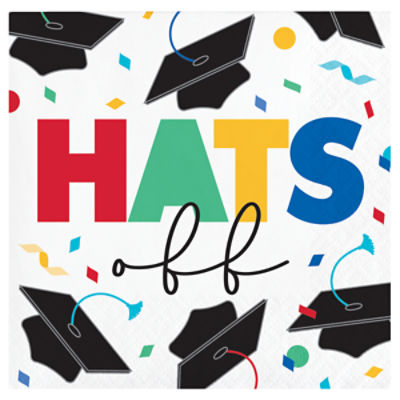 Say Hooray! Graduation 'Hats Off' Napkins, 16 Count