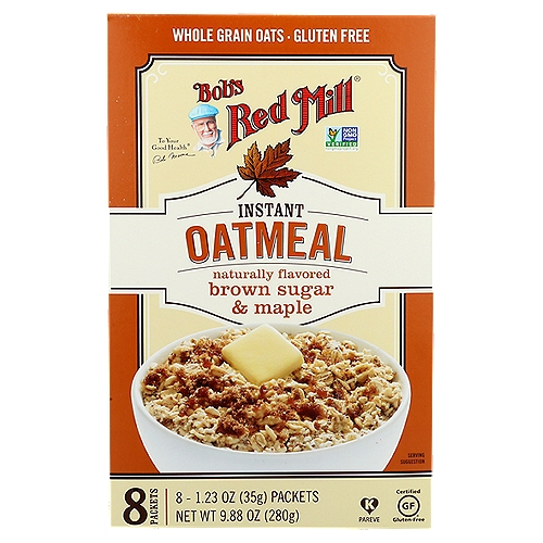 Bob's Red Mill Brown Sugar & Maple Oatmeal Packets, 8 ct
This gluten free blend of whole grain rolled oats and nourishing flaxseed features the flavors of brown sugar and maple, and is ready in minutes. Enjoy the World's Best Oatmeal® at home, at work or out on the trail!