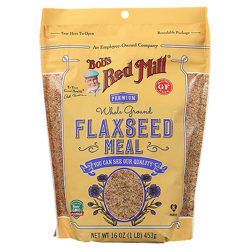 Flaxseed Meal has a mild, nutty flavor and contains a wealth of omega-3 fatty acids. Our flaxseed meal is cold milled to preserve the freshness and nutrition of its precious oils.nnDear Friends,nMilling flaxseeds is like opening a treasure chest. Flaxseeds contain a wealth of nutrients, but as whole seeds most of these nutritional treasures are locked away. Milling the seeds into meal gives your body access to the amazing nourishment stored within. In order to maintain the integrity of the wholesome nutrients in the flaxseed oil, the seeds must be milled with great care. That is why we don't make compromises or cut corners. Our proprietary flax milling machinery keeps the meal cool, which preserves the freshness of those precious oils. It's not the fastest way, but it's the right way, and it is absolutely worth the time and effort.nTo your good health,nBob MoorennThe Science of TodaynToday, the nutritional data backs up the wisdom of the ancients. There is general agreement among experts of all sorts that folks should consume more omega-3 fatty acids to promote good health. Two tablespoons of Bob's Red Mill Flaxseed Meal offers 2430 mg of omega-3s. What's more, each serving provides 3 grams of fiber. It's no wonder flaxseeds make a wonderful addition to your daily diet.nnTested and confirmed gluten free in our quality control laboratory.