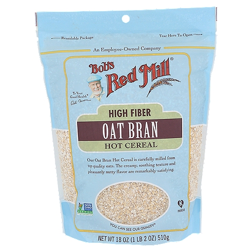 Bob's Red Mill Oat Bran, 18 oz
Bob's Red Mill Oat Bran Hot Cereal is an excellent choice to start your day in a nutritional and filling way. Creamy with a bit of nutty sweetness, try Oat Bran Hot Cereal topped with your favorite fruits, nuts, seeds, and honey or brown sugar - make it your own! Ready in about 5 minutes on the stove or in the microwave.

Our Oat Bran Hot Cereal is carefully milled from top quality oats. The creamy, soothing texture and pleasantly nutty flavor are remarkably satisfying.