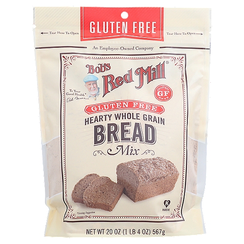 Bob's Red Mill Gluten Free Hearty Whole Grain Bread Mix, 20 oz
Moist, delicious and bursting with whole grains and seeds.