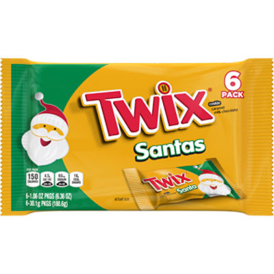 TWIX Caramel Singles Size Cookie Bar Christmas Candy Santas